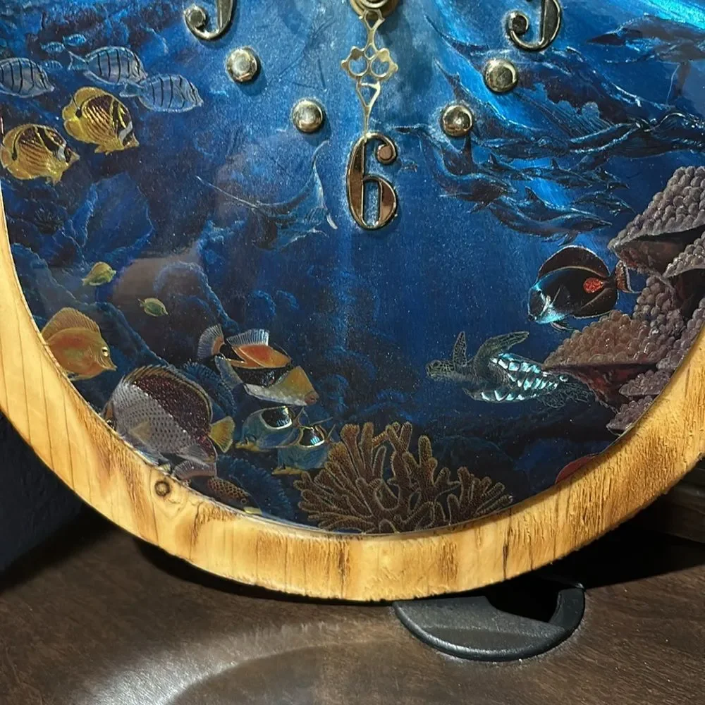 Hawaiian Sunset Ocean Scene Wall Clock with Wooden Frame